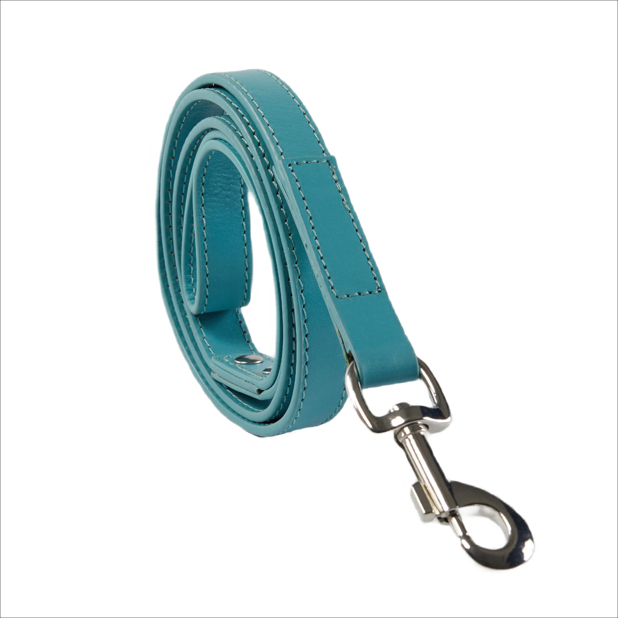 Eco Friendly Leather Dog Collar & Lead Set, Lagoon - Image 3