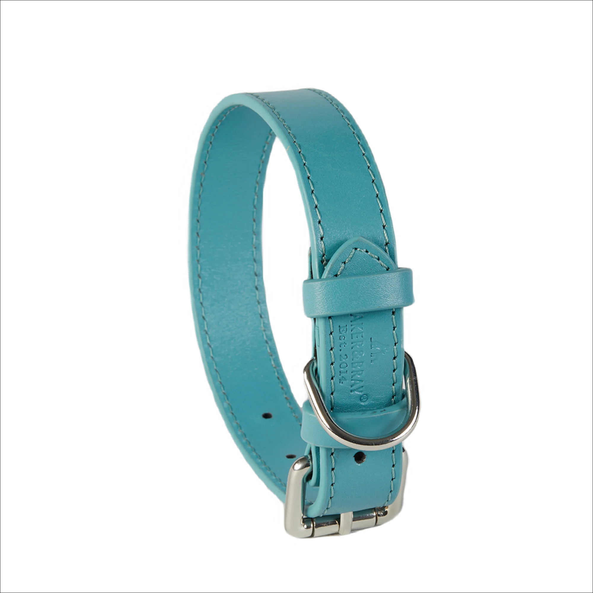 Eco Friendly Leather Dog Collar & Lead Set, Lagoon - Image 5