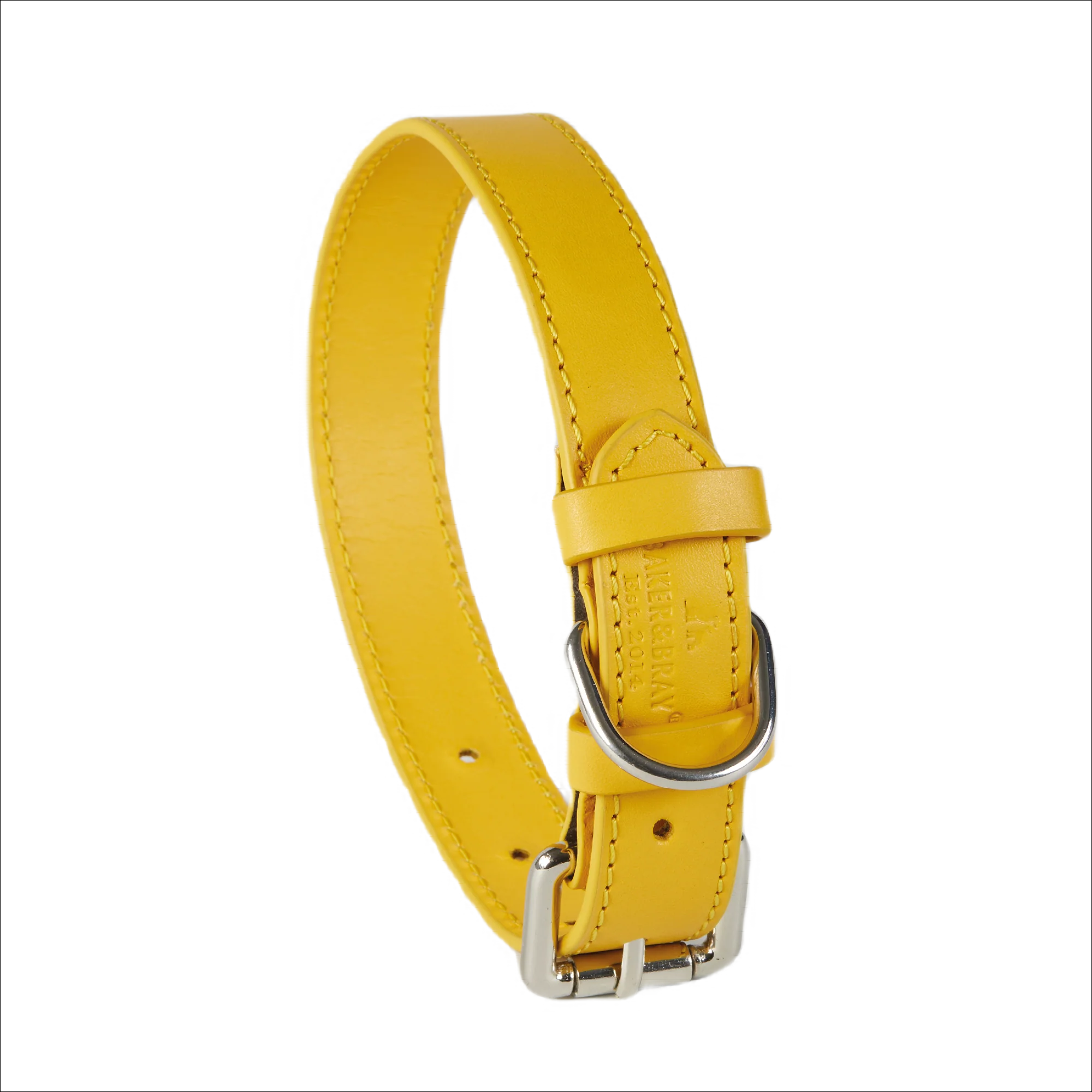 Eco Friendly Leather Dog Collar & Lead Set, Lemon - Image 5