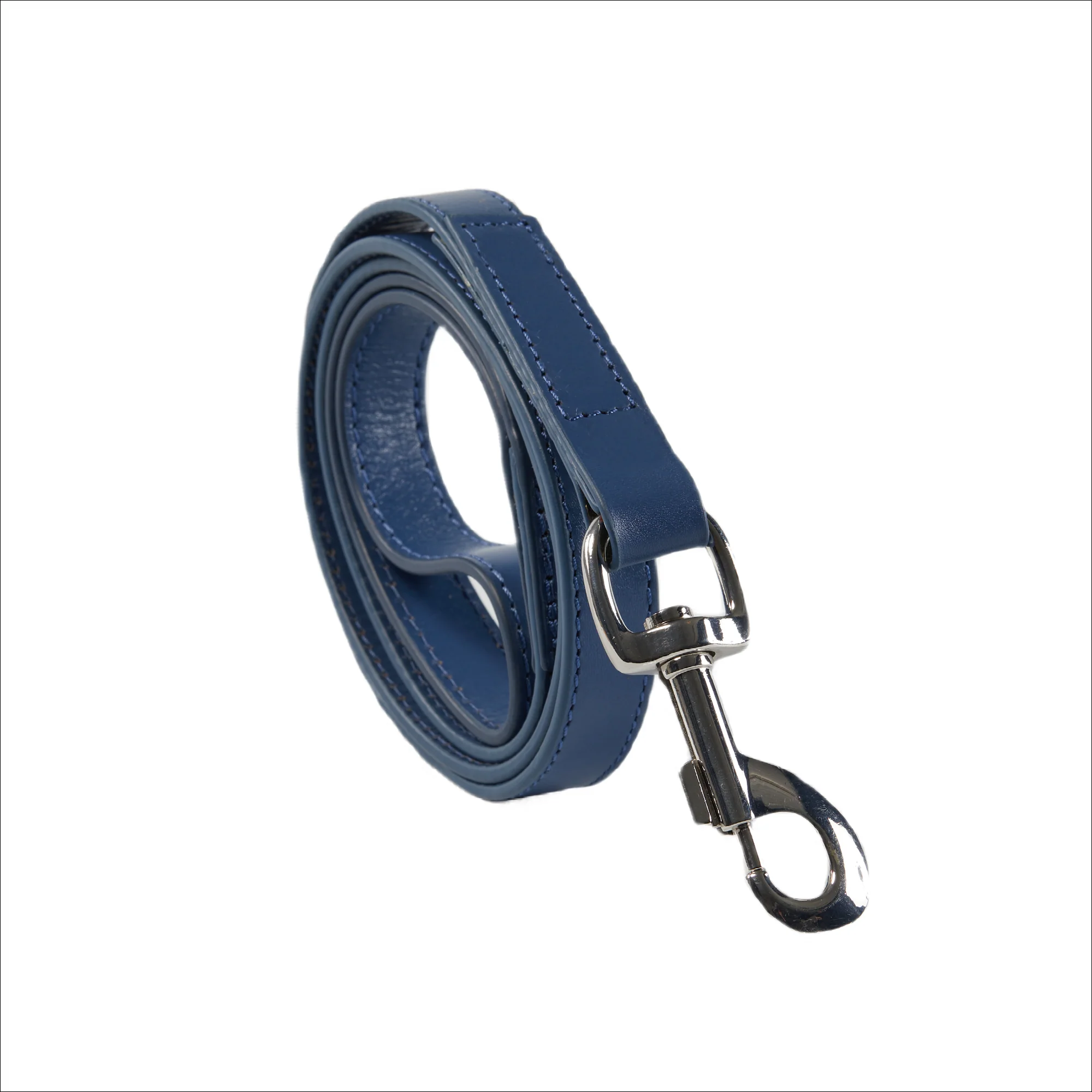 Eco Friendly Leather Dog Collar & Lead Set, Navy - Image 3