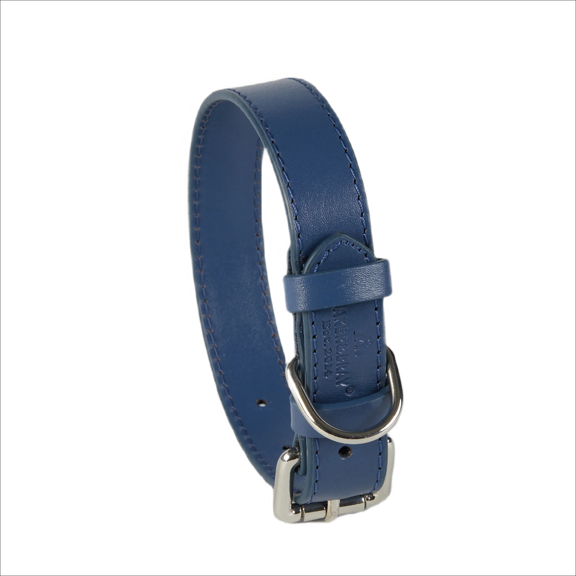 Eco Friendly Leather Dog Collar & Lead Set, Navy - Image 5